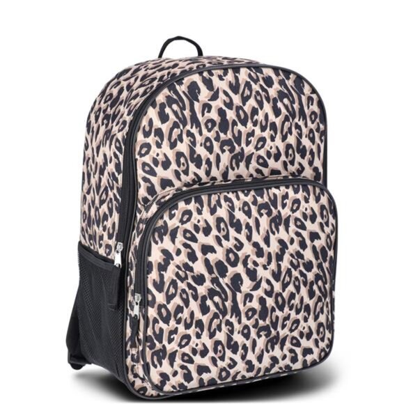 Girls' 16" Leopard Spots Backpack, Black - Picture 3 of 5